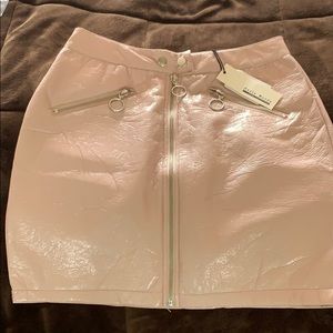 FashionNova Fake leather skirt in blush.